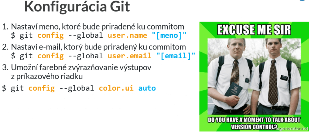 konfigurácia git email a meno