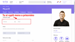 Môj Profil - Meno a Priezvisko na Certifikáte