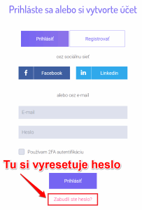 Reset hesla účtu