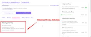 Oznamy a Novinky v online kurze