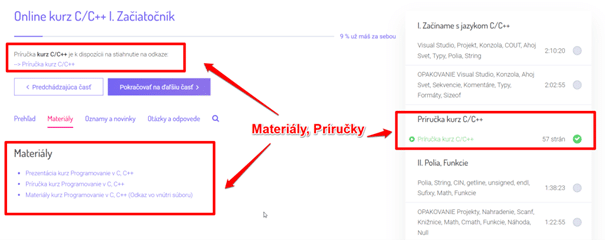 Materiály a Príručky Online Kurz