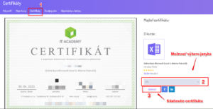 Stiahnutie certifikátu v Anglickom Jazyku