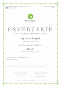 Akreditované Osvedčenie/Oprávnenie Lektora (VZOR)