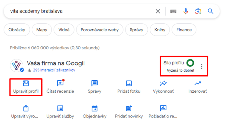 Google Firemný Profil (Sila Profilu)