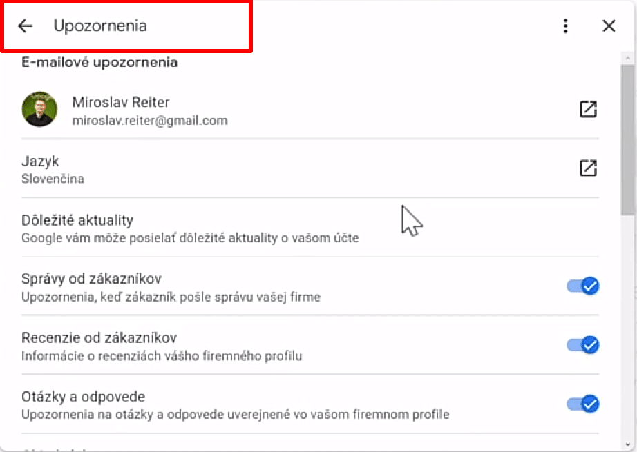 Google Firemný Profil Upozornenia