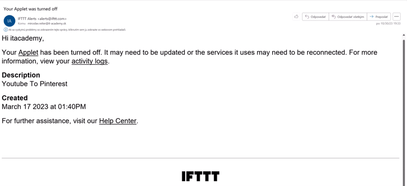 IFTTT 04 Applety Email