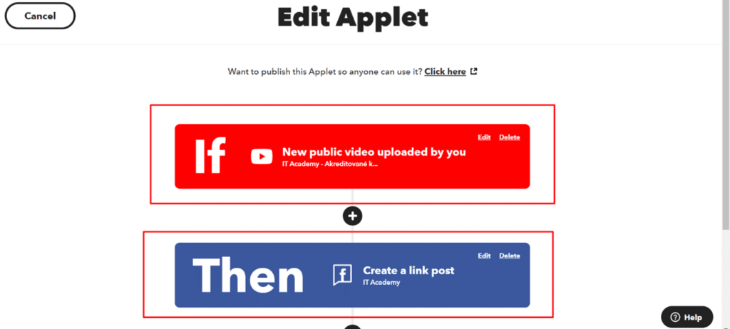 IFTTT 06 Applety Úprava