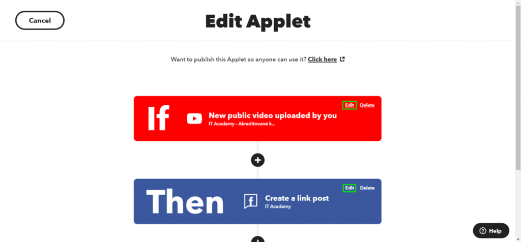 IFTTT 09 Applety Profil