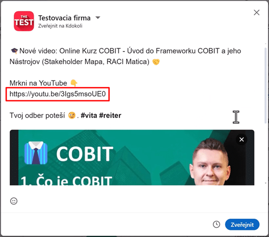 Plánovanie na LinkedIne URL