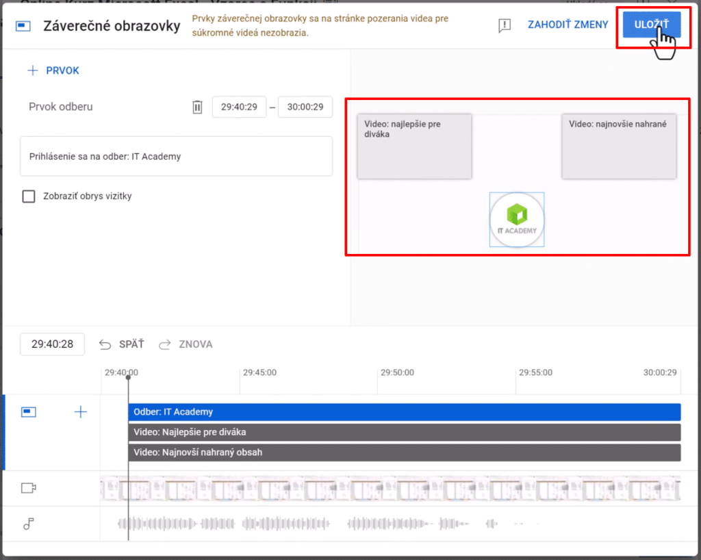 YouTube Znova Použitie Údajov 08 Záverečné Obrazovky