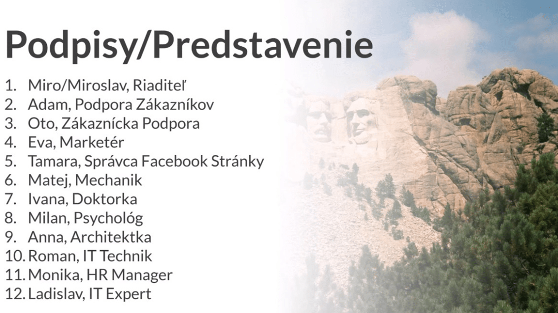 Podpisy/Predstavenie