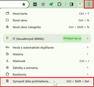 Google Chrome (Vymazať Dáta Prehliadania)