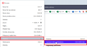 Opera (Vymazať Dáta Prehliadania)