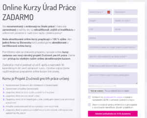 Formulár Online Kurzy Úrad Práce ZADARMO