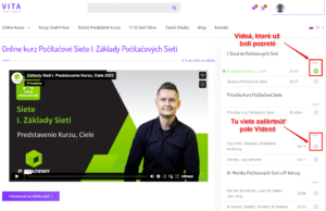 Zaškrtávacie pole Videné v Online Kurze
