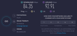 Kontrola rýchlosti pripojenia - Služba Speedtest