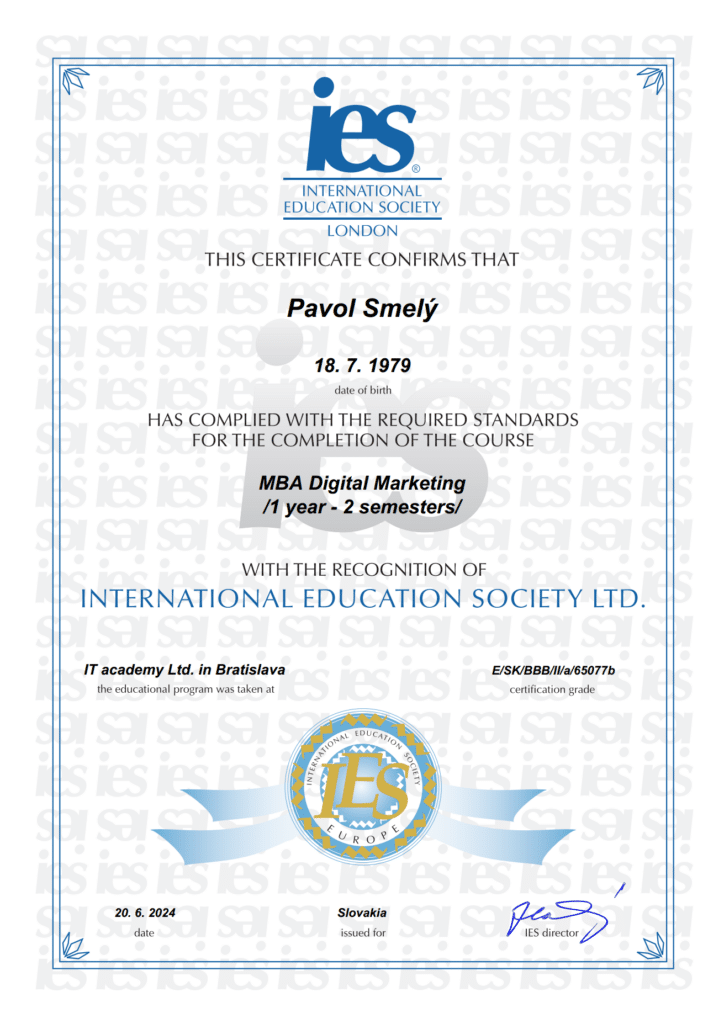 mba msc mpa certifikát it academy
