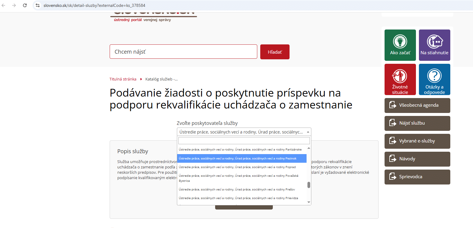 Podávanie žiadosti o poskytnutie príspevku