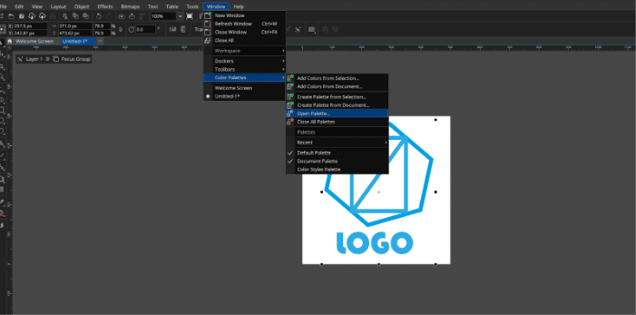 farebná paleta logo CorelDRAW