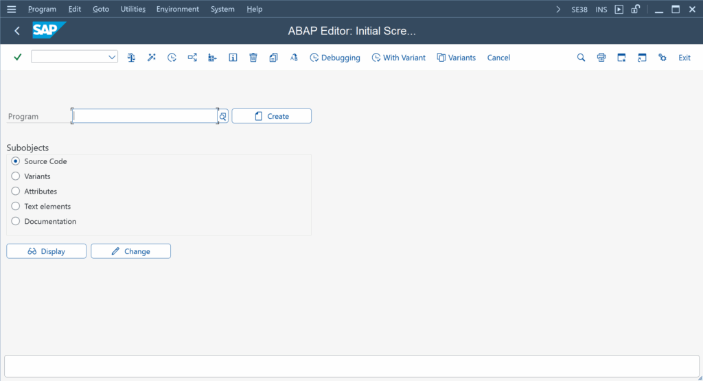 abap editor SAP transakcia SE38