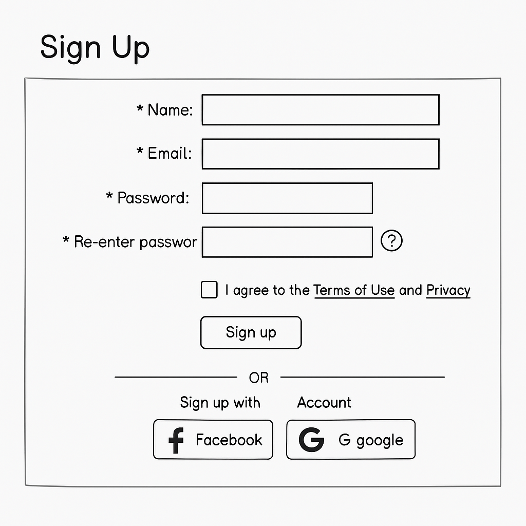 prihlasovaci formular príklad ui ux wireframe balsamiq