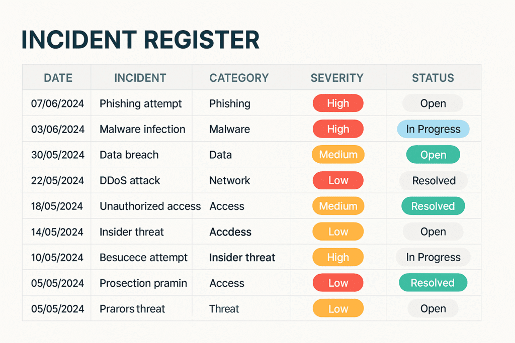 incident handling management register incidentov