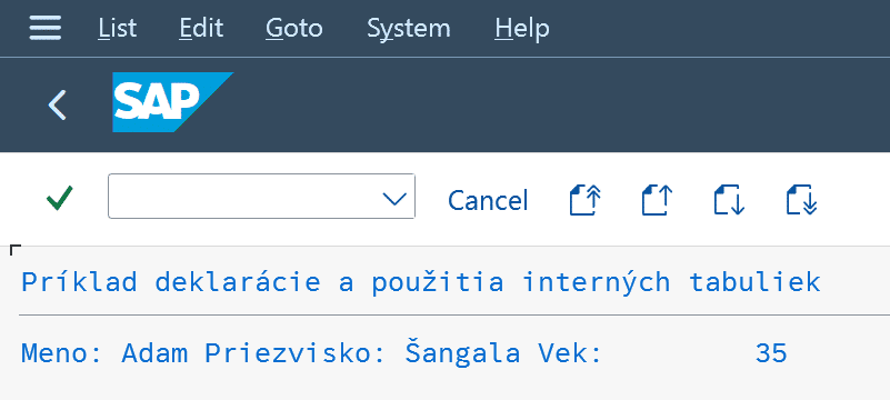 príklad abap sap deklarácia a použitie interných tabuliek