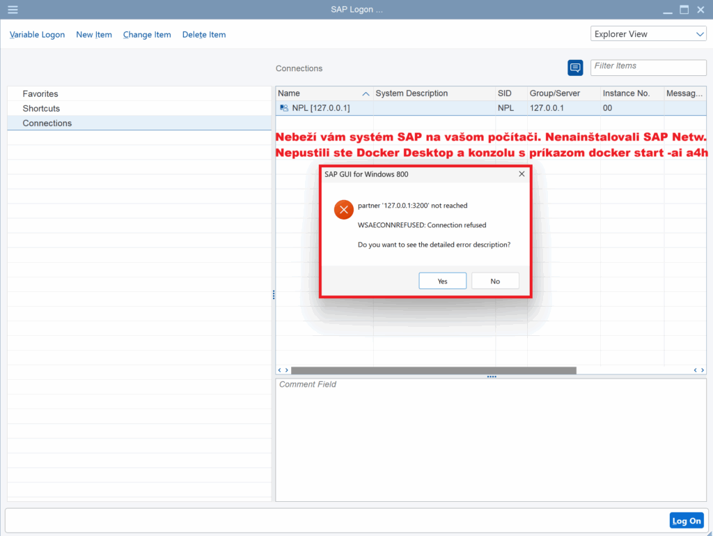 sap gui nesprávne prihlásenie sa do sapu