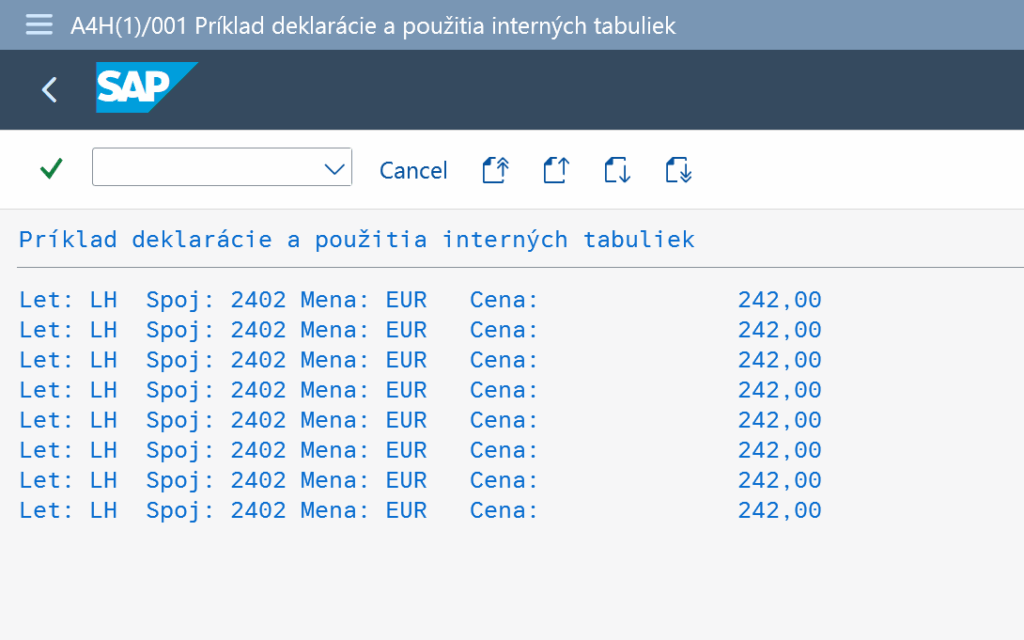 sap abap výstup výber letov kombinovanie podmienok