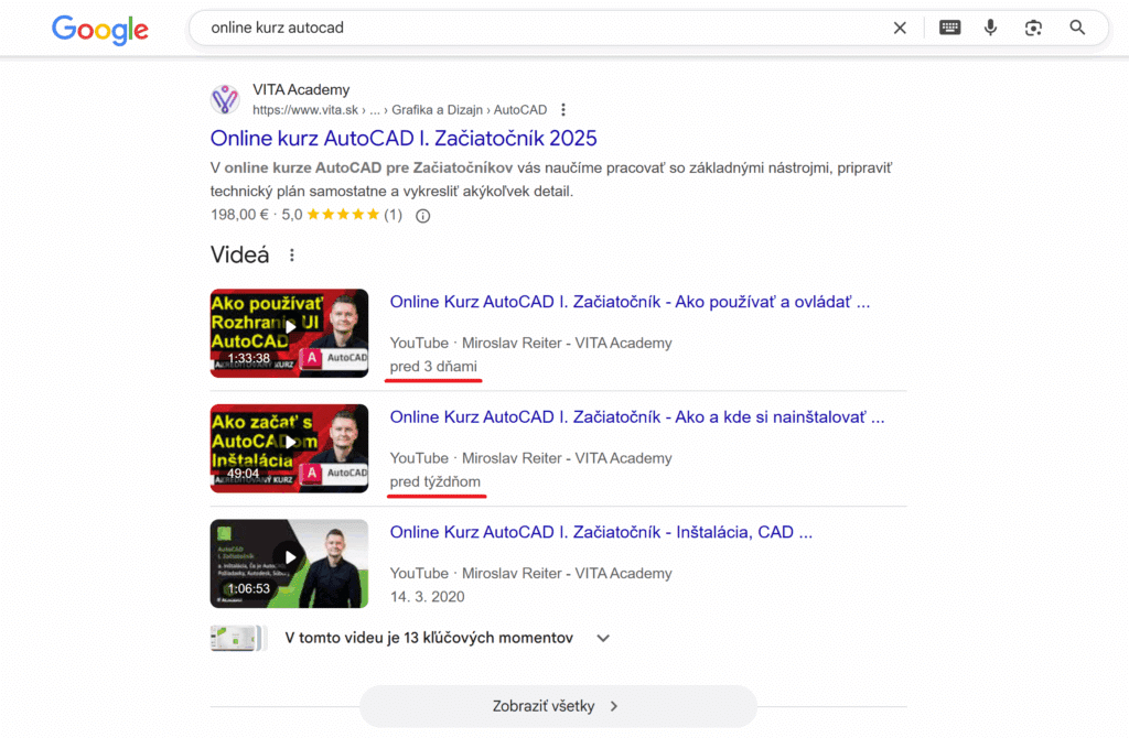 youtube takmer okamžité indexovanie