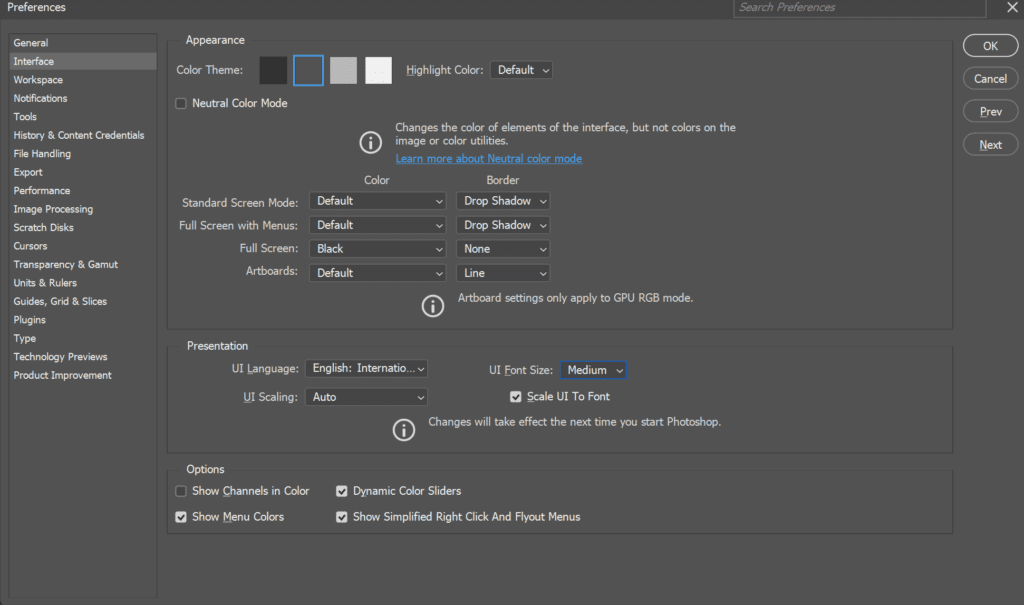 adobe photoshop nastavenia preferences settings