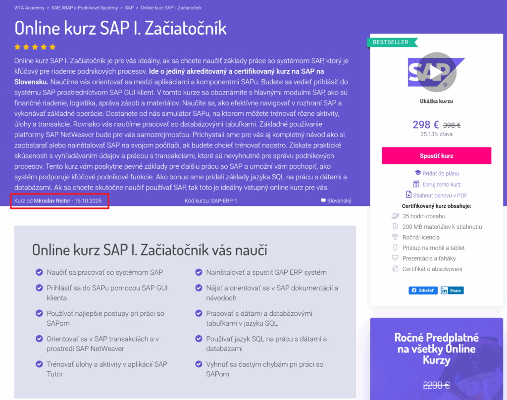 aktualizácia dátum online kurz