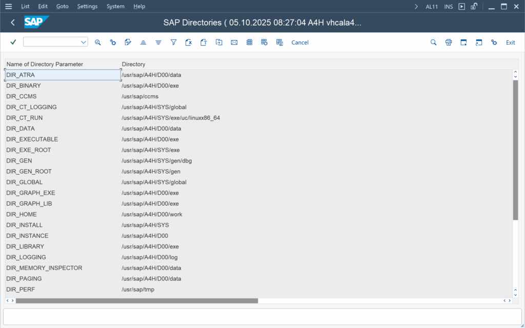 SAP transakcia AL11 adresárová štruktúra SAPu sap directories