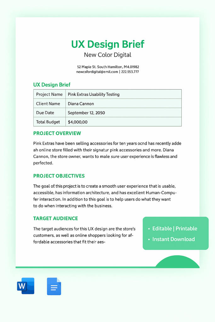 ux brief google docs workspace