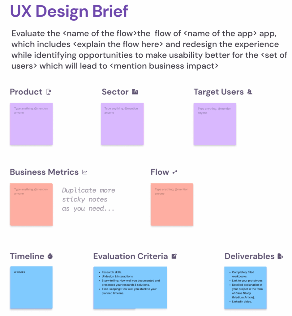 šablóna brief zadanie ux design brief