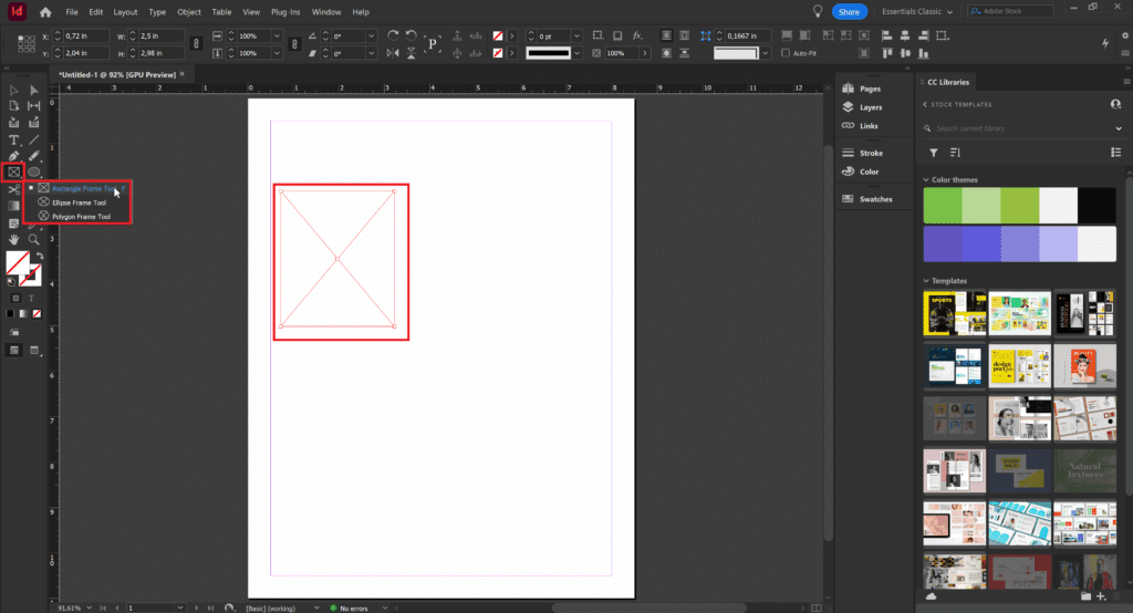 Adobe InDesign rámčeky frames