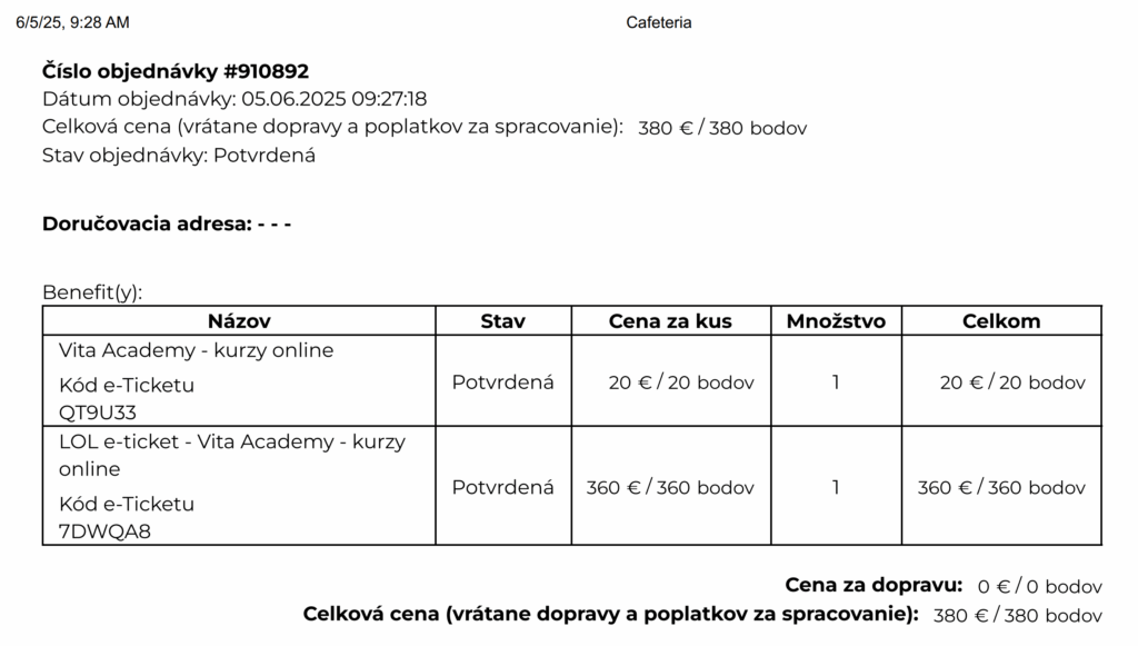 cafeteria etickety lolo body
