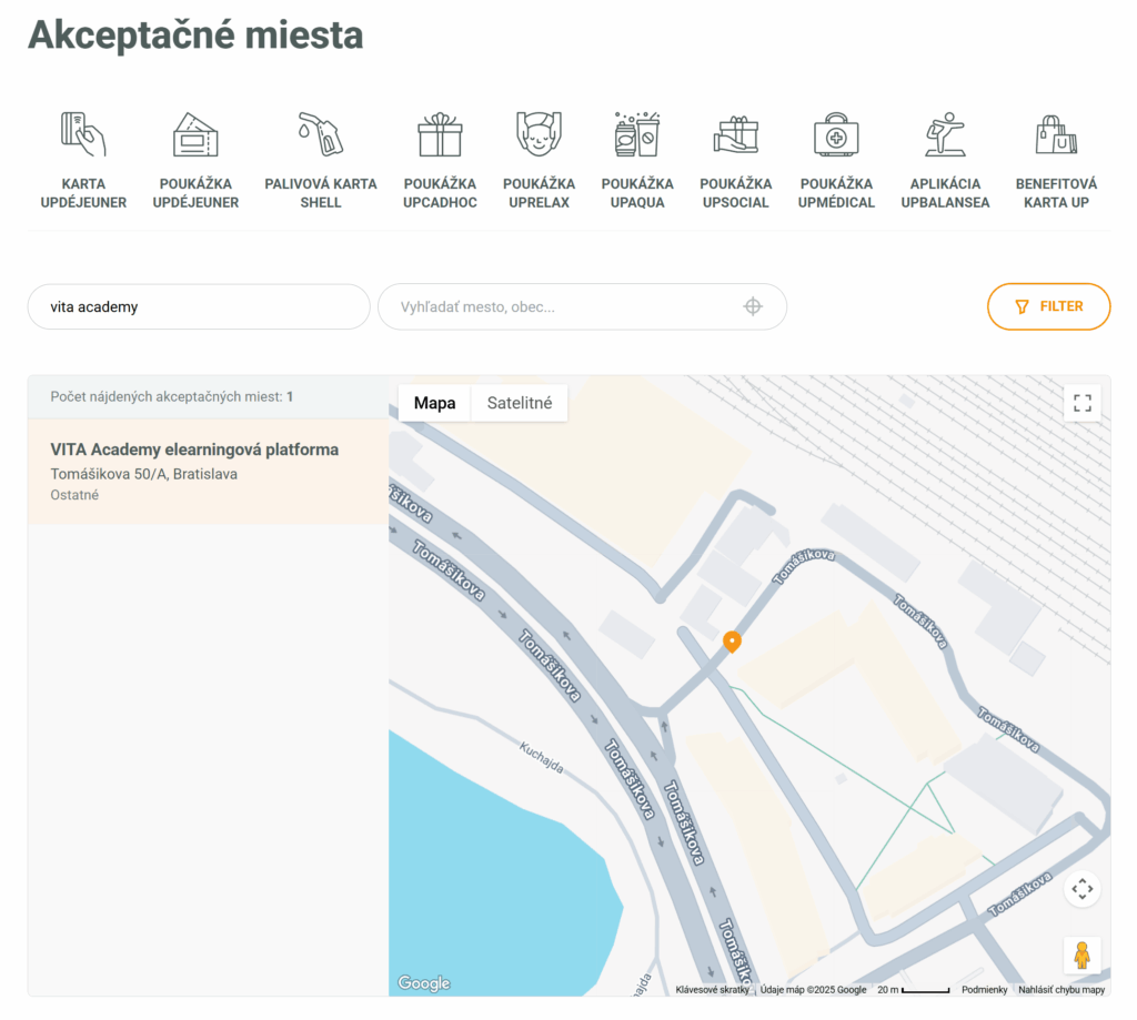 up dejeuner akceptačné miesta