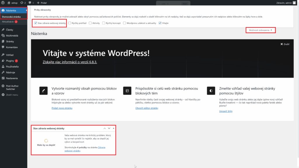wordpress zdravie webovej stránky
