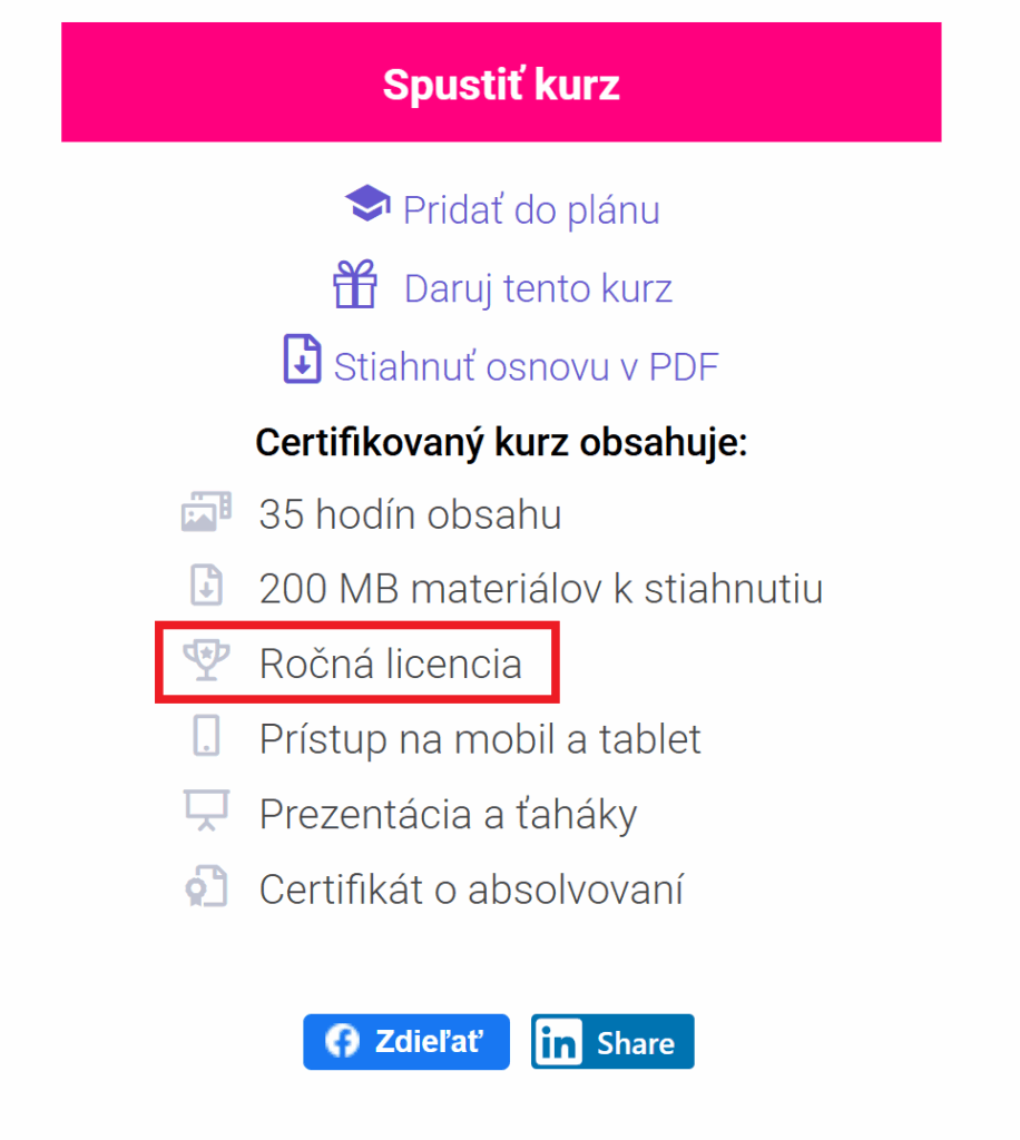 VITA ročná licencia na online kurz