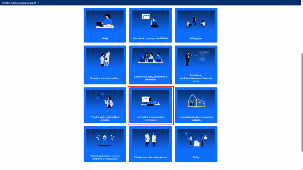 registrácia IVU portál vzdelávam sa ako občan ponuka kurzov kategoria vzdelávanie informačné komunikačné technológie