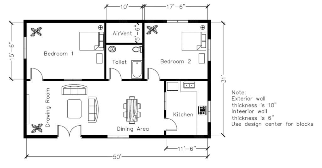 AutoCAD Autodesk príklad Architektúra a Stavebníctvo (AEC) pôdorys