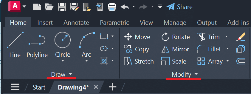 AutoCAD Autodesk draw kresliť modify modifikace