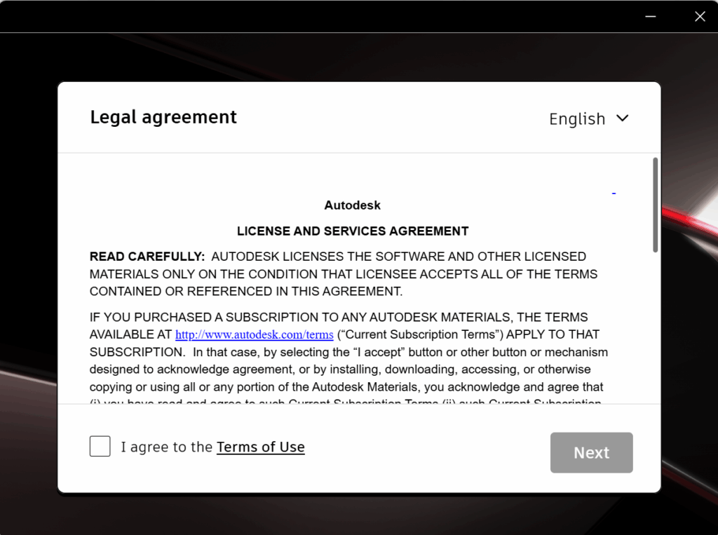 AutoCAD Autodesk licenčné podmienky legal agreement súhlas
