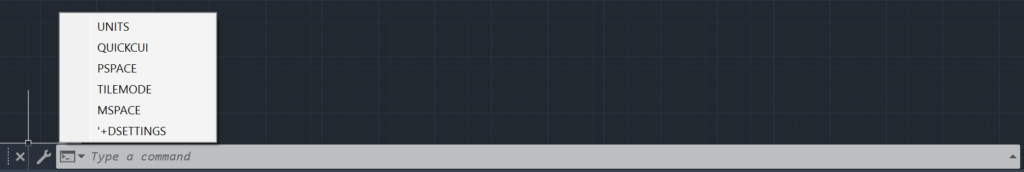 AutoCAD Autodesk príkazové okno type a command