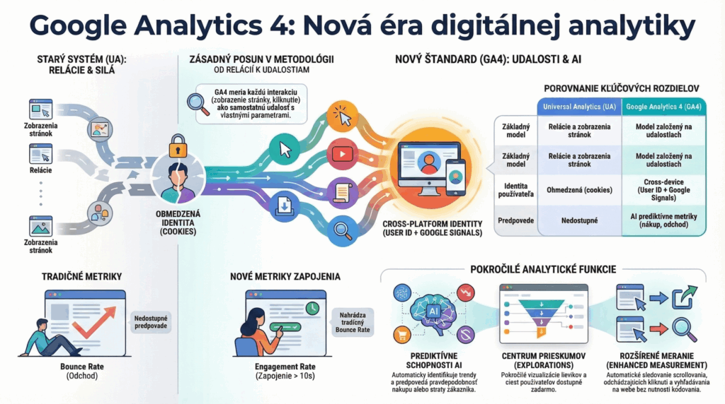 Google Analytics GA4 webová digitálna analytika prehľad