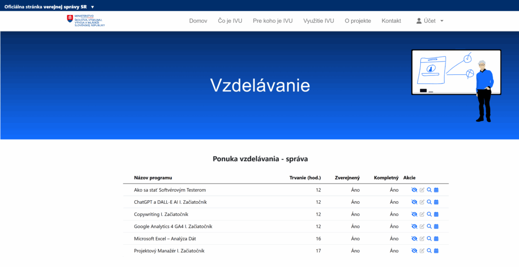 IT Academy VITA ponuka vzdelávania online kurzy IVU