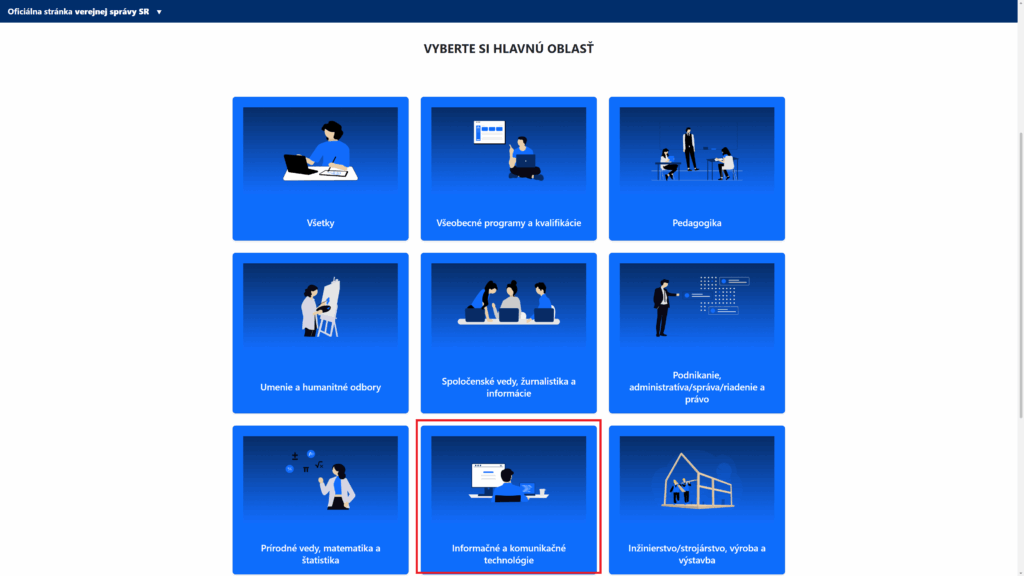 IVU prihlásenie sa oblasti informačné a komunikačne technológie