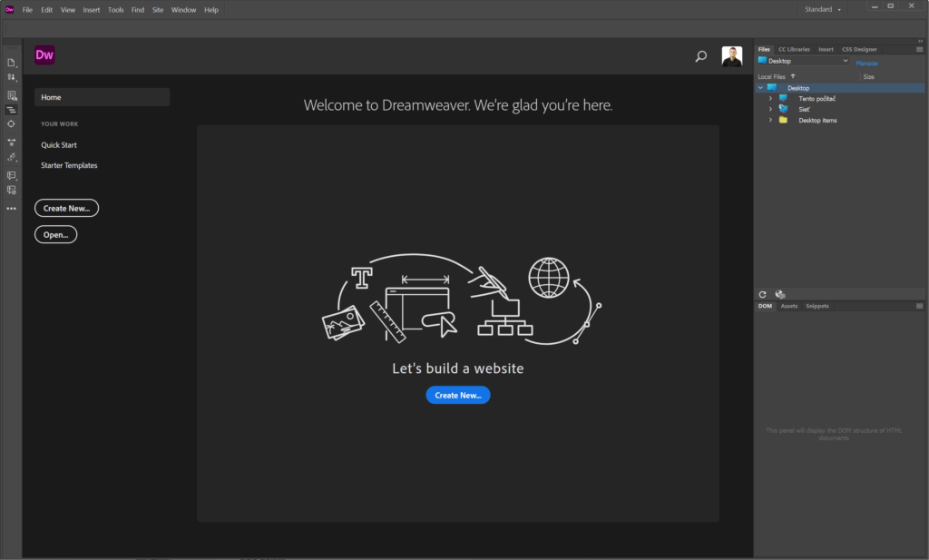 prostredie adobe dreamweaver HTML CSS a JavaScript