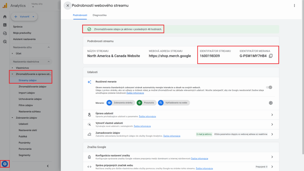 Google Analytics GA4 kontrola zhromažďovania merania údajov